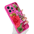 Wlxee Magnetic for iPhone 15 Pro Case Hot Pink Flower Floral Pattern [Compatible