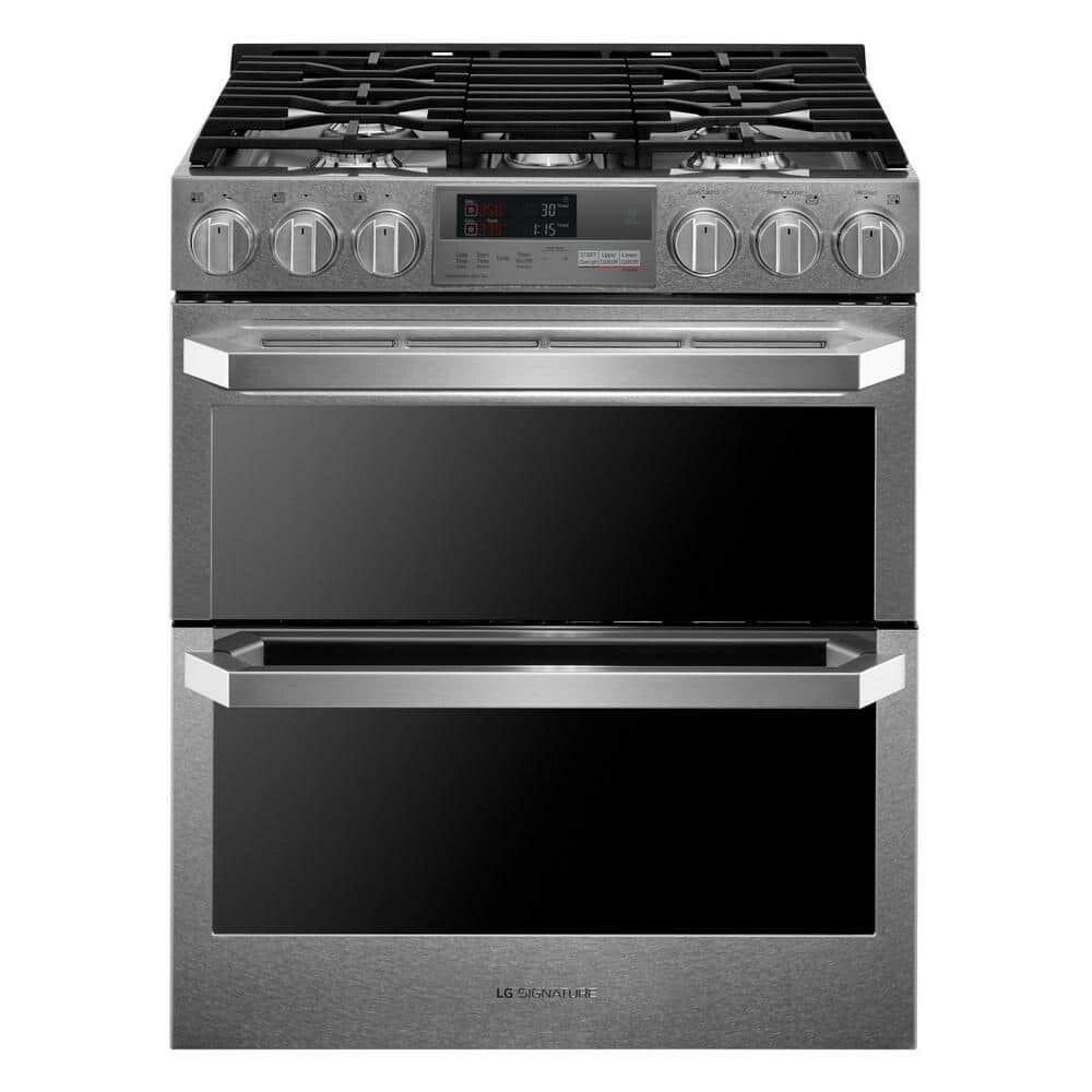 LG - SIGNATURE 7.3 Cu. Ft. Smart Slide-In Double Oven Dual Fuel Damaged Glass