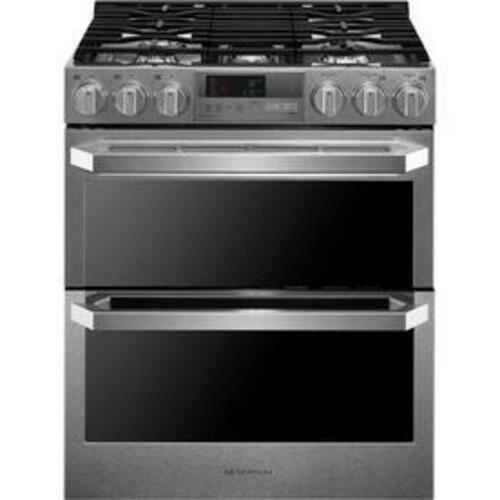 LG - SIGNATURE 7.3 Cu. Ft. Smart Slide-In Double Oven Dual Fuel Damaged Glass