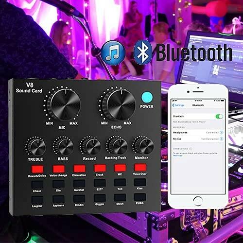Fealliance Live Sound Card V8 Voice Changer, Dual DSP Noise Reduction Chip,