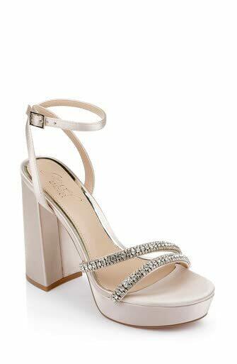 Jewel Badgley Mischka Rochel Platform Block Heel with Gemstone Embellished