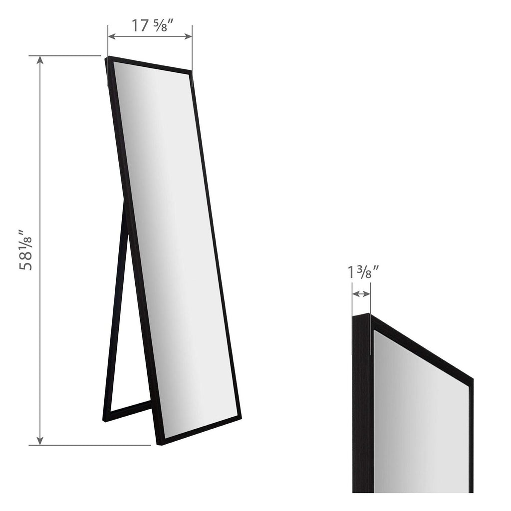 Everly Hart Collection 17.5" x 58" Framed Black Floor Free Standing Mirror wi...