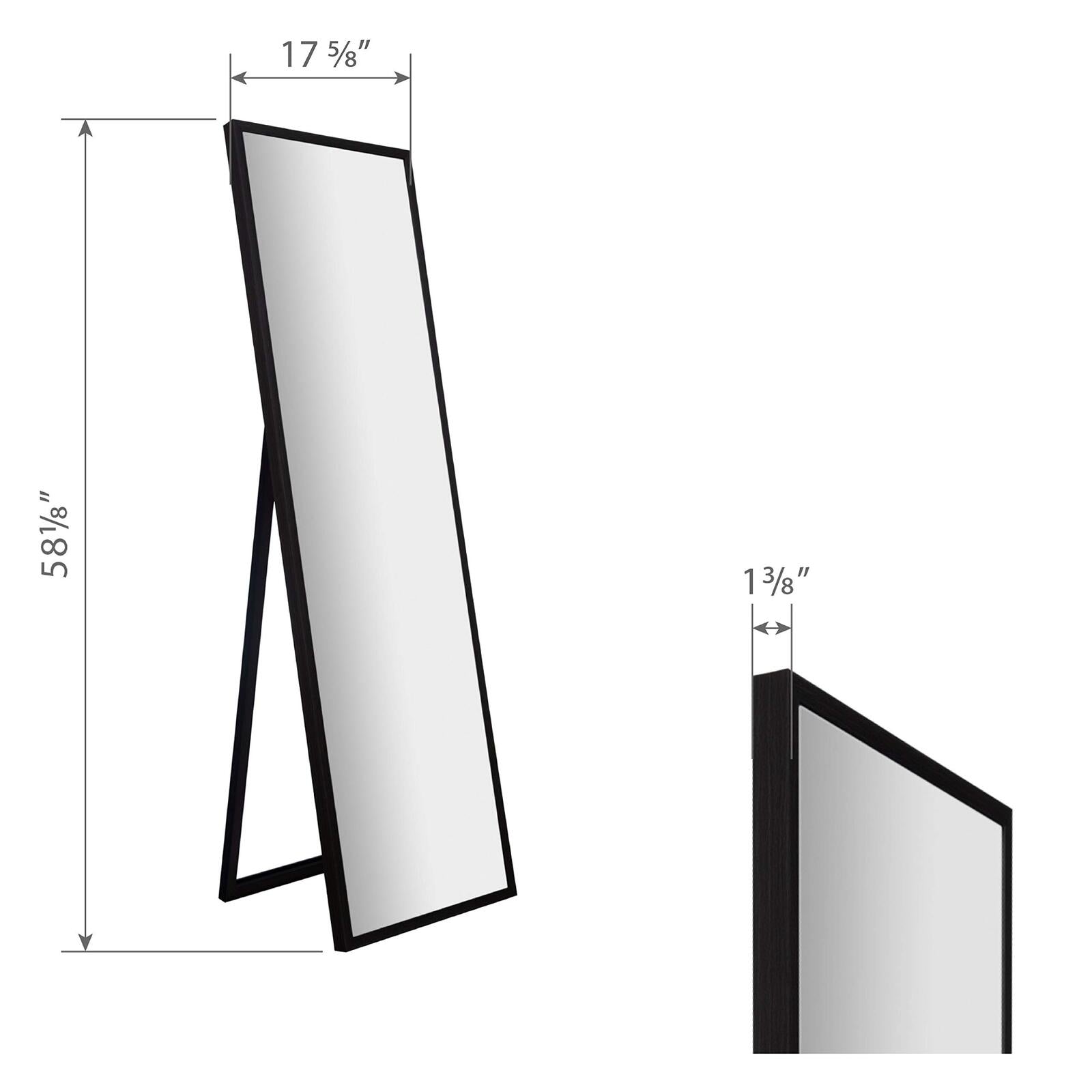 Everly Hart Collection 17.5" x 58" Framed Black Floor Free Standing Mirror wi...