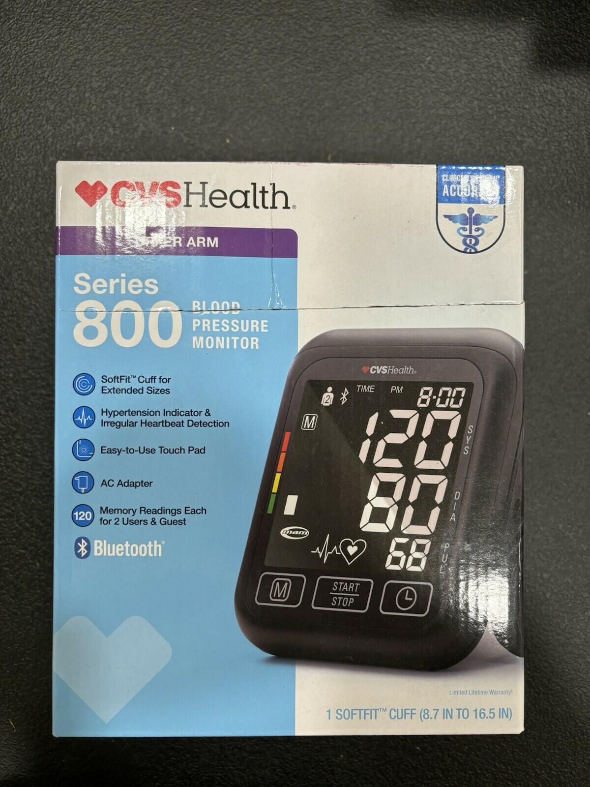 Series 800 - CVS Blood Pressure Monitor For Upper Arm, Bluetooth, AC Adapter NEW