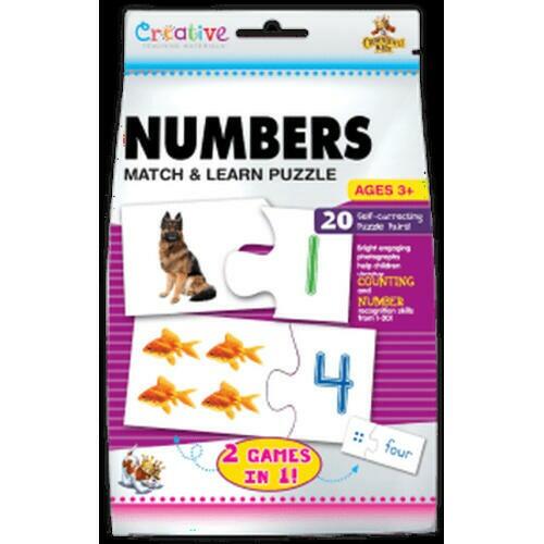 CrownJewlz Numbers Match & Learn Puzzle : 20 Double-sided Self-Correcting Puzzle