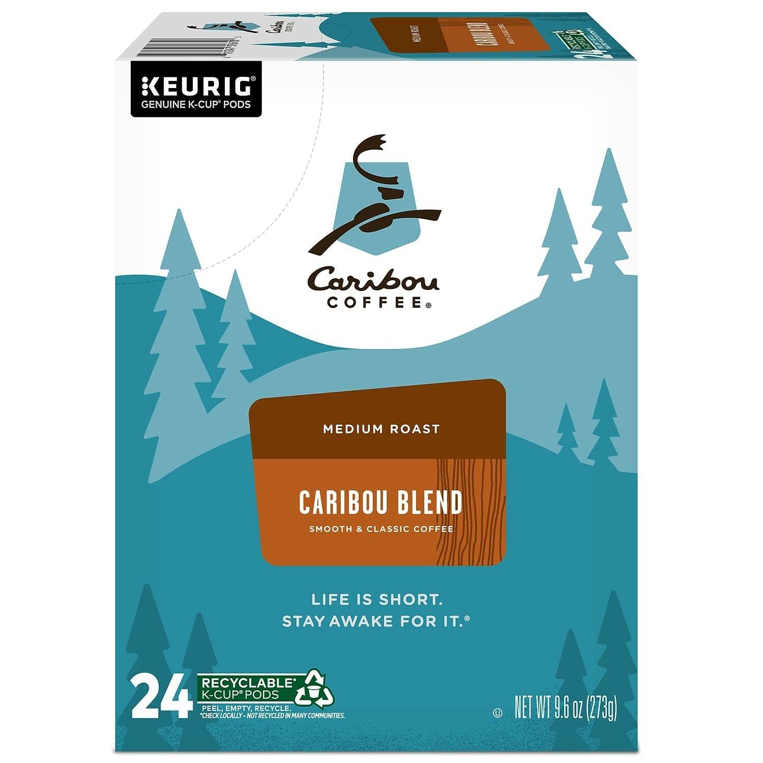 Caribou Coffee Caribou Blend, Single Serve Coffee K-Cup Pod, Medium Roast,