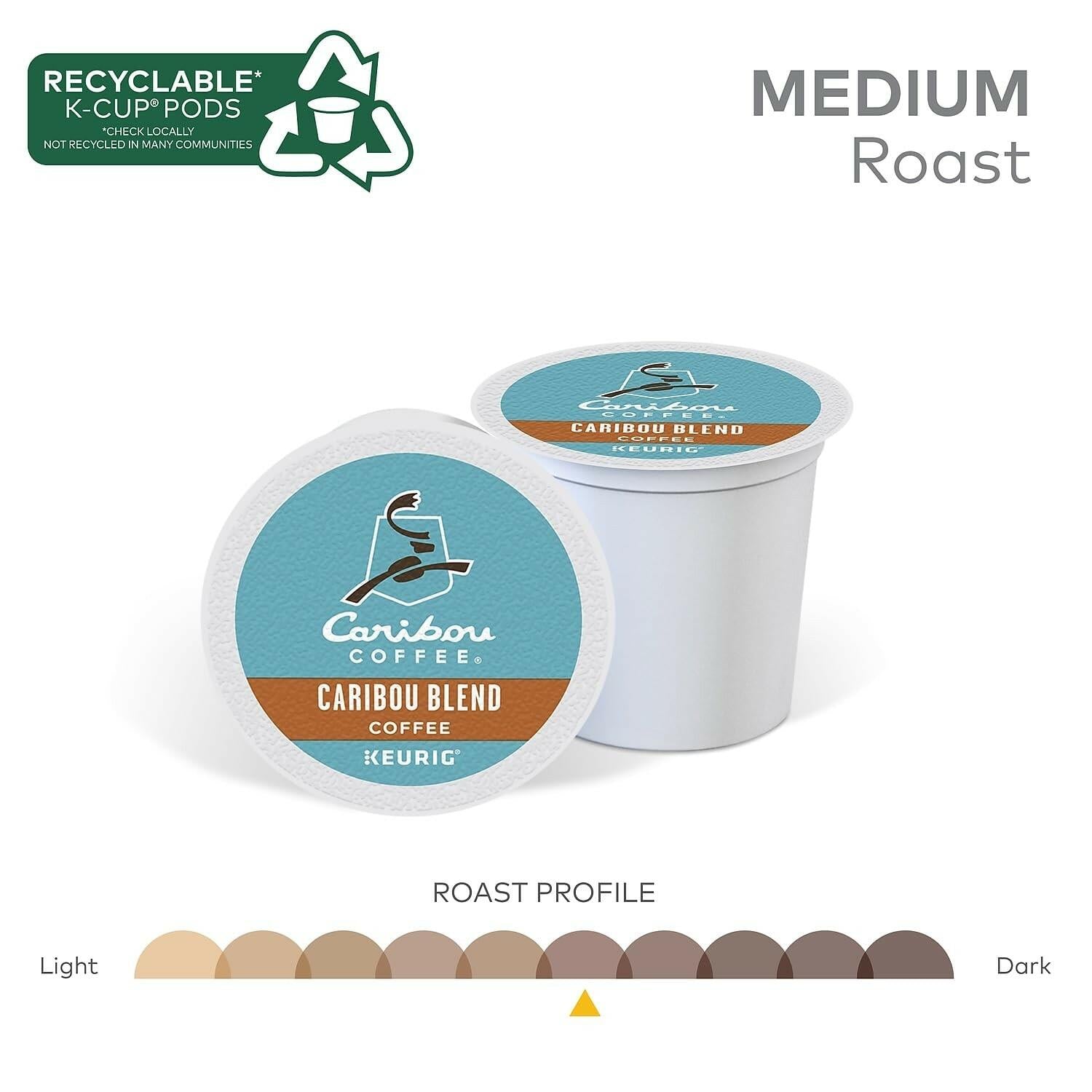 Caribou Coffee Caribou Blend, Single Serve Coffee K-Cup Pod, Medium Roast,