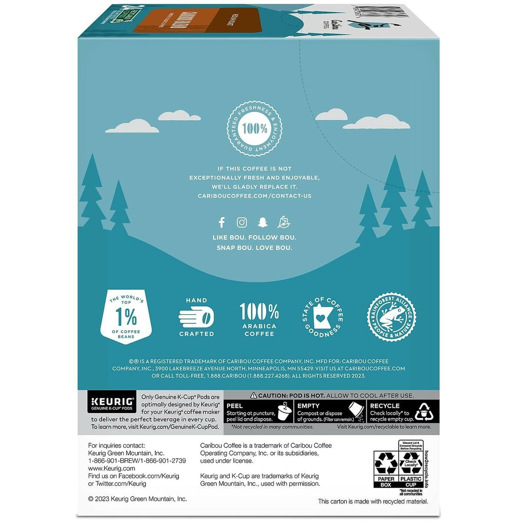 Caribou Coffee Caribou Blend, Single Serve Coffee K-Cup Pod, Medium Roast,