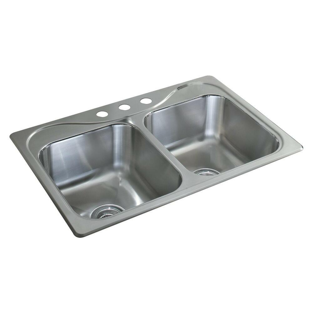 STERLING 11850-3-NA Southhaven 33-inch by 22-inch Top-mount Double Equal Bowl