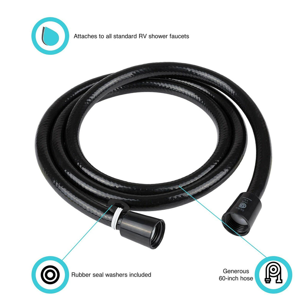 Dura Faucet DF-SA230-BK RV 60 inch Vinyl Shower Hose (Black)