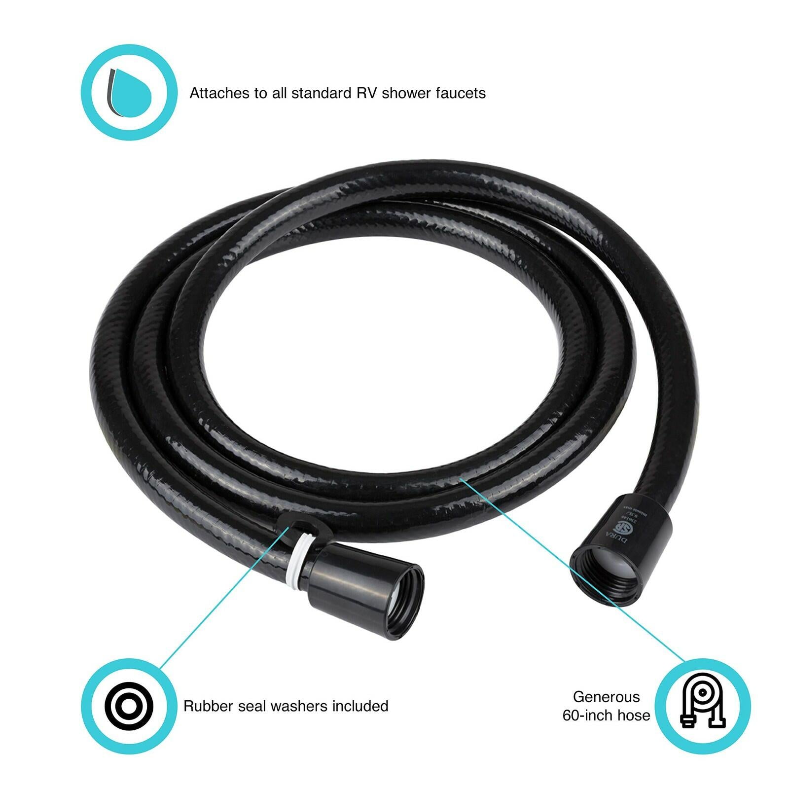 Dura Faucet DF-SA230-BK RV 60 inch Vinyl Shower Hose (Black)