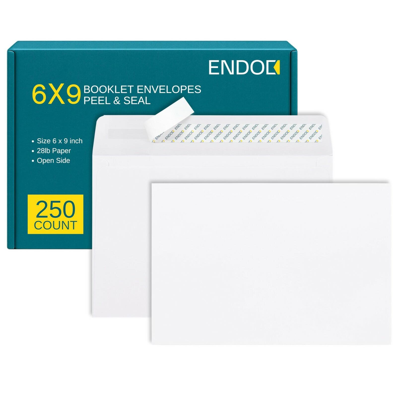 6x9 Booklet Envelopes - 250 Pack - Self Seal Mailing Envelopes - White Letter