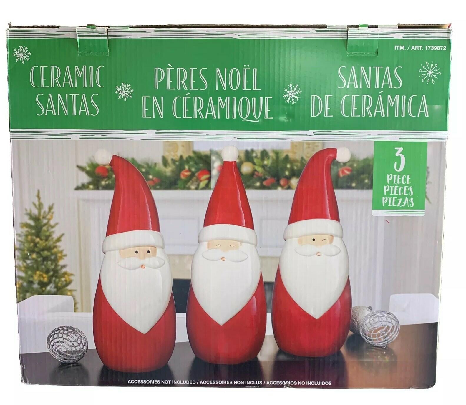 Set of 3 Ceramic Santa’s ~ Holiday Red Santa’s ~ 15.83” H ~ Hand Painted ~ NEW