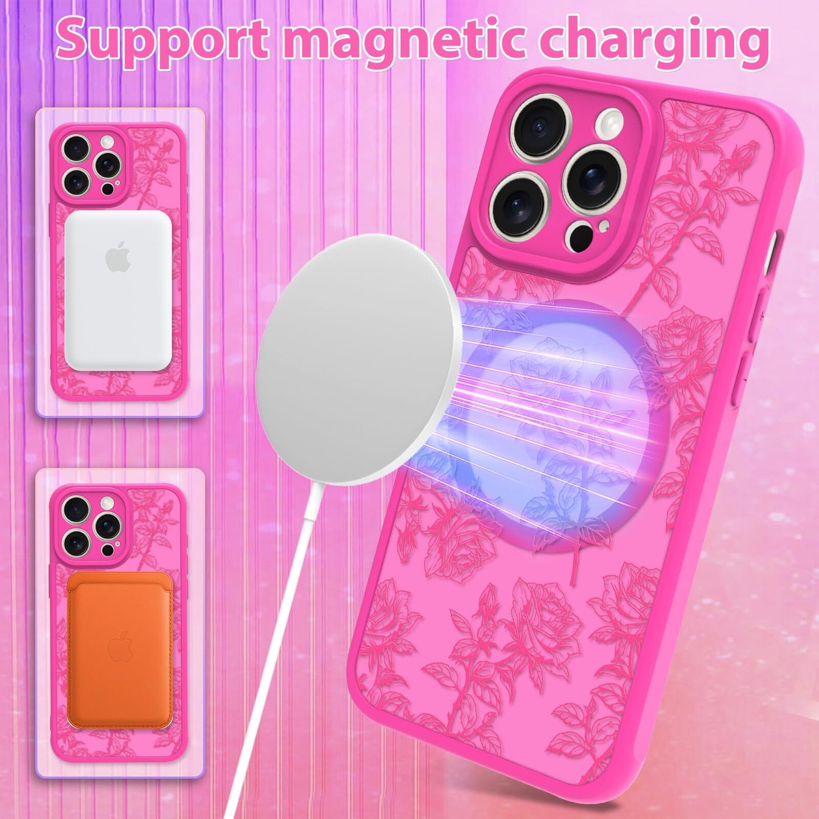 MZELQ for iPhone 11 Pro Max Case Rose Floral Flowers Matte Aesthetic Cute