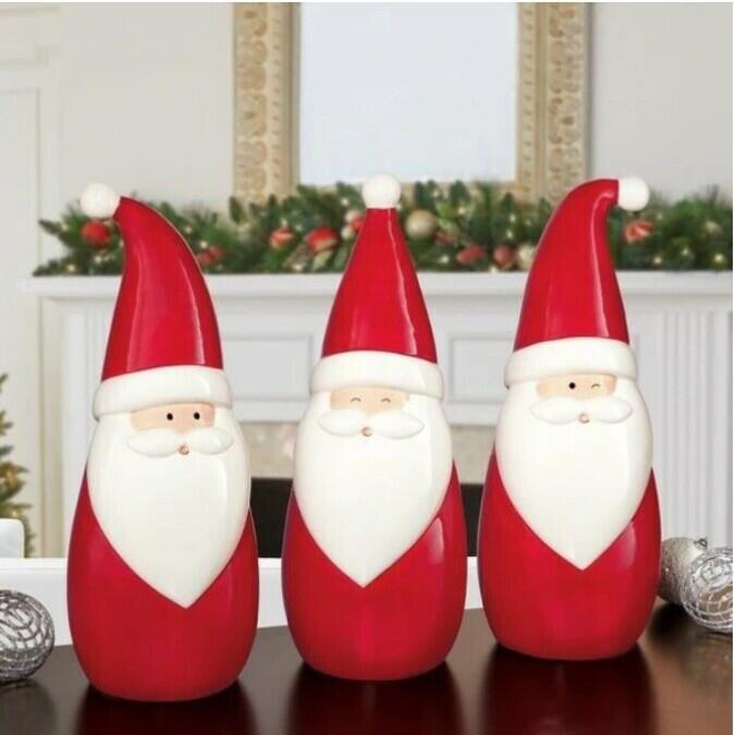 Set of 3 Ceramic Santa’s ~ Holiday Red Santa’s ~ 15.83” H ~ Hand Painted ~ NEW