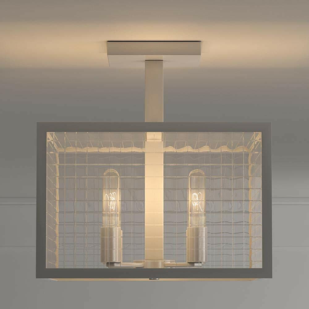 Home Decorators Collection 3-Light Brushed Nickel Semi-Flush Mount Light with