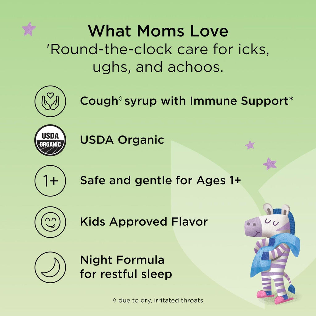Hyland's Kids Nighttime Organic Cough Syrup and Immune Support with Agave,