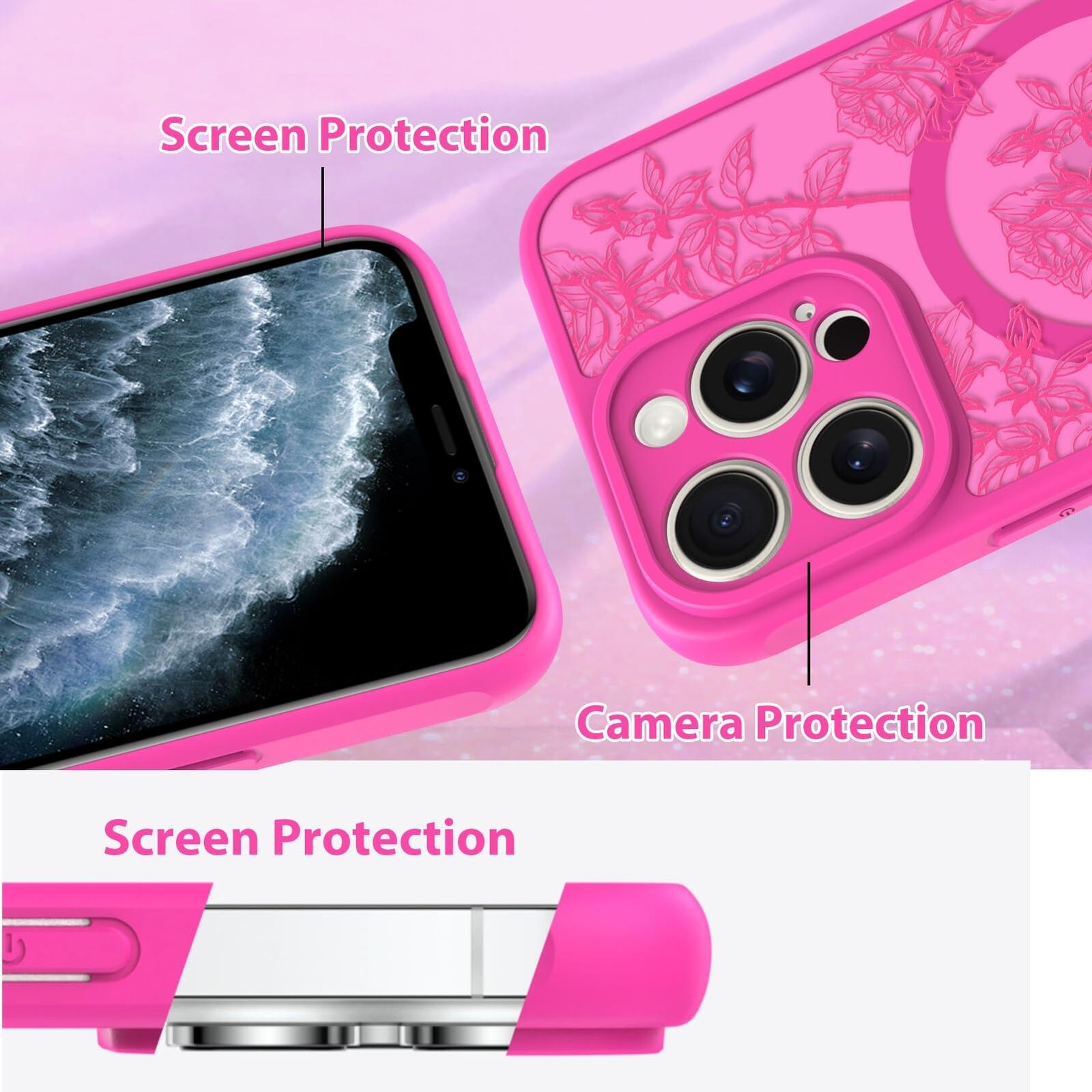 MZELQ for iPhone 11 Pro Max Case Rose Floral Flowers Matte Aesthetic Cute