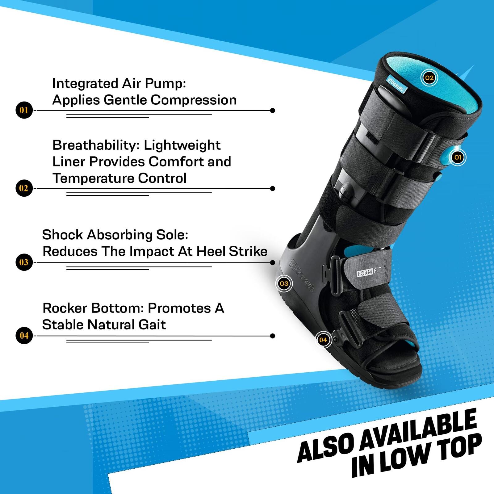 Ossur Formfit Walker Boot with Air - Medical Grade Immobilization for Strains,
