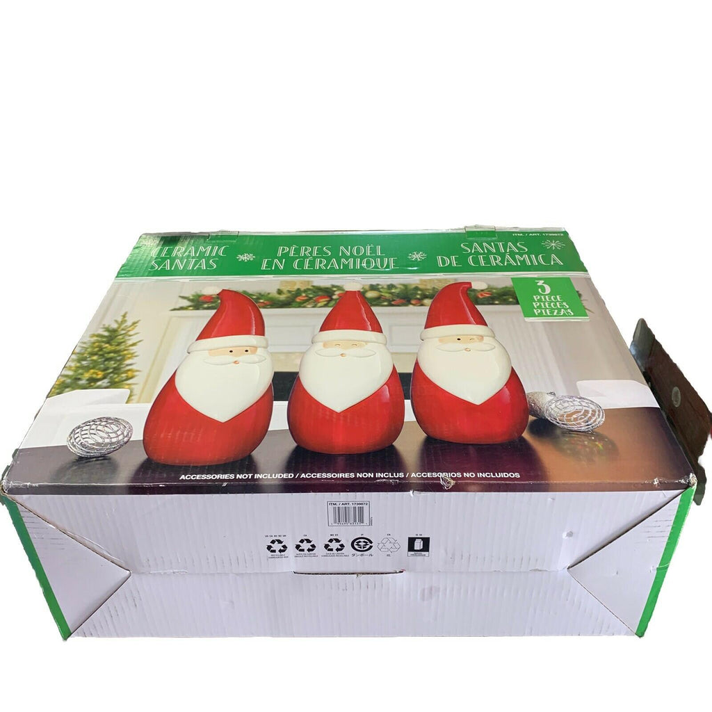Set of 3 Ceramic Santa’s ~ Holiday Red Santa’s ~ 15.83” H ~ Hand Painted ~ NEW