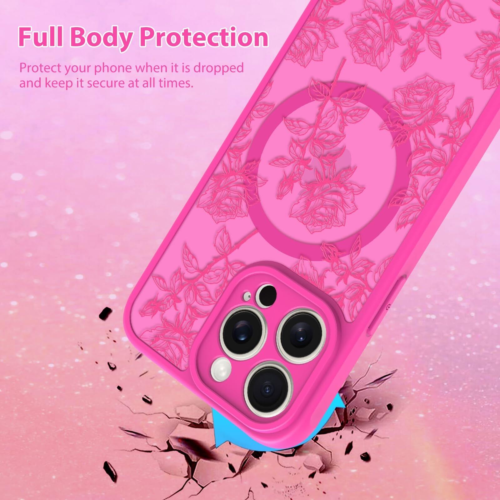 MZELQ for iPhone 11 Pro Max Case Rose Floral Flowers Matte Aesthetic Cute