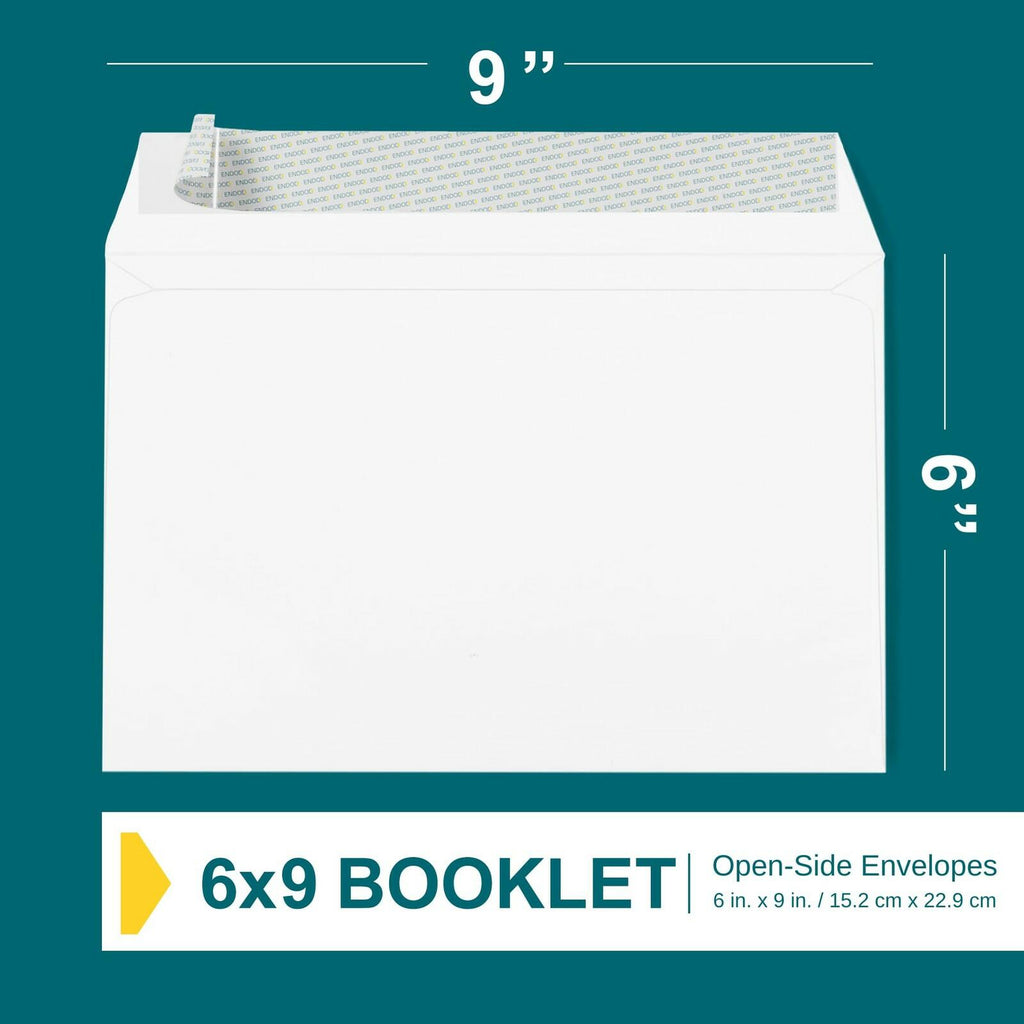 6x9 Booklet Envelopes - 250 Pack - Self Seal Mailing Envelopes - White Letter