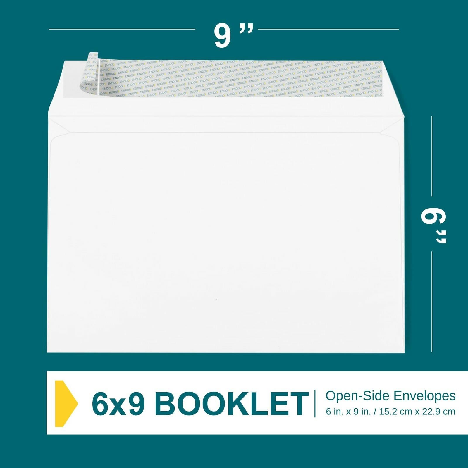 6x9 Booklet Envelopes - 250 Pack - Self Seal Mailing Envelopes - White Letter