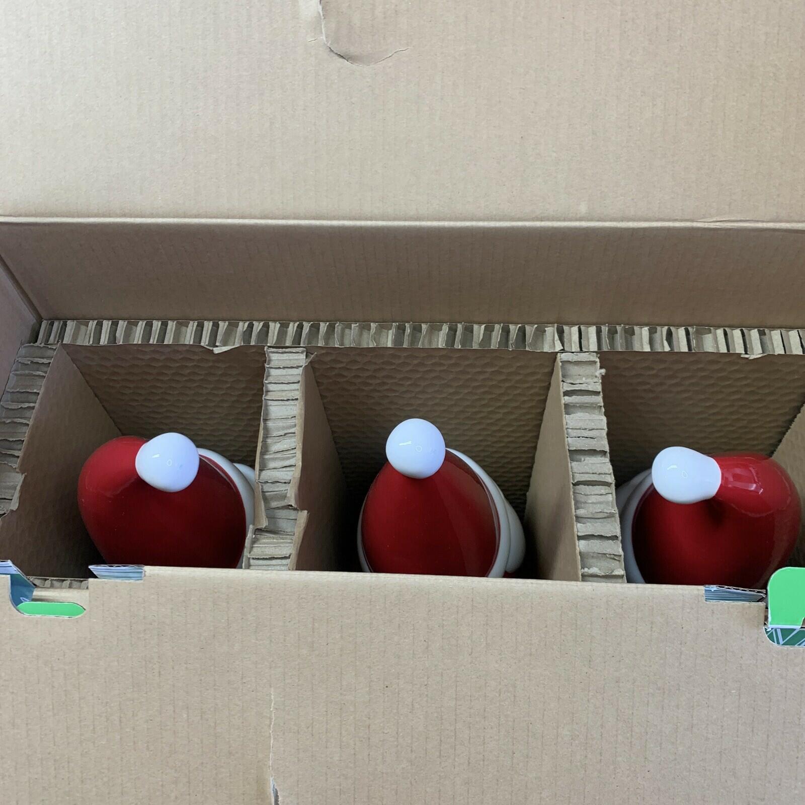 Set of 3 Ceramic Santa’s ~ Holiday Red Santa’s ~ 15.83” H ~ Hand Painted ~ NEW