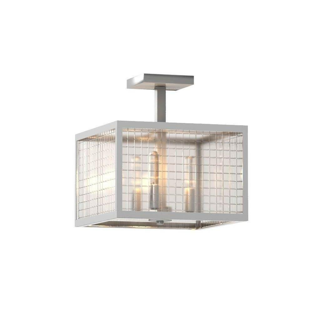 Home Decorators Collection 3-Light Brushed Nickel Semi-Flush Mount Light with