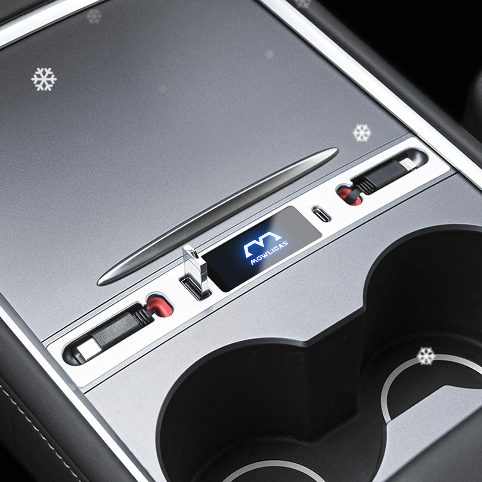 MOWLICAS New OEM Design for Tesla USB Hub (White), with Retractable Cables is
