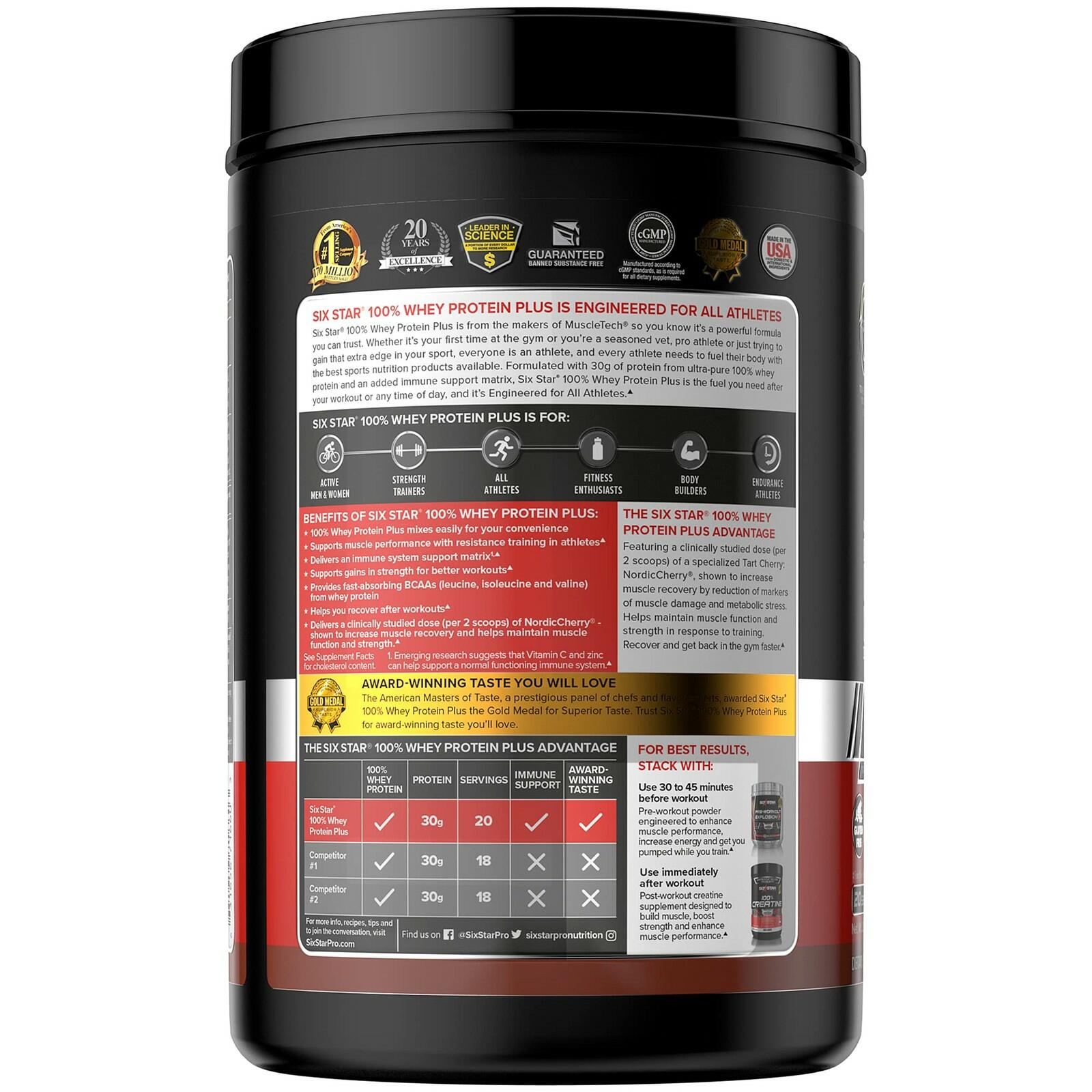 Whey Protein Powder + Immune Support | Six Star Whey Protein Plus | Whey Protein