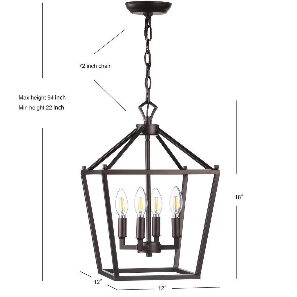 JONATHAN Y JYL7436A Pagoda Lantern Dimmable Adjustable Metal LED Pendant Classic