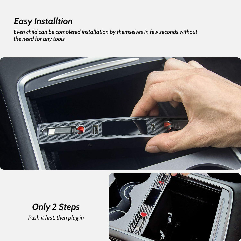 MOWLICAS New OEM Design for Tesla USB Hub (White), with Retractable Cables is