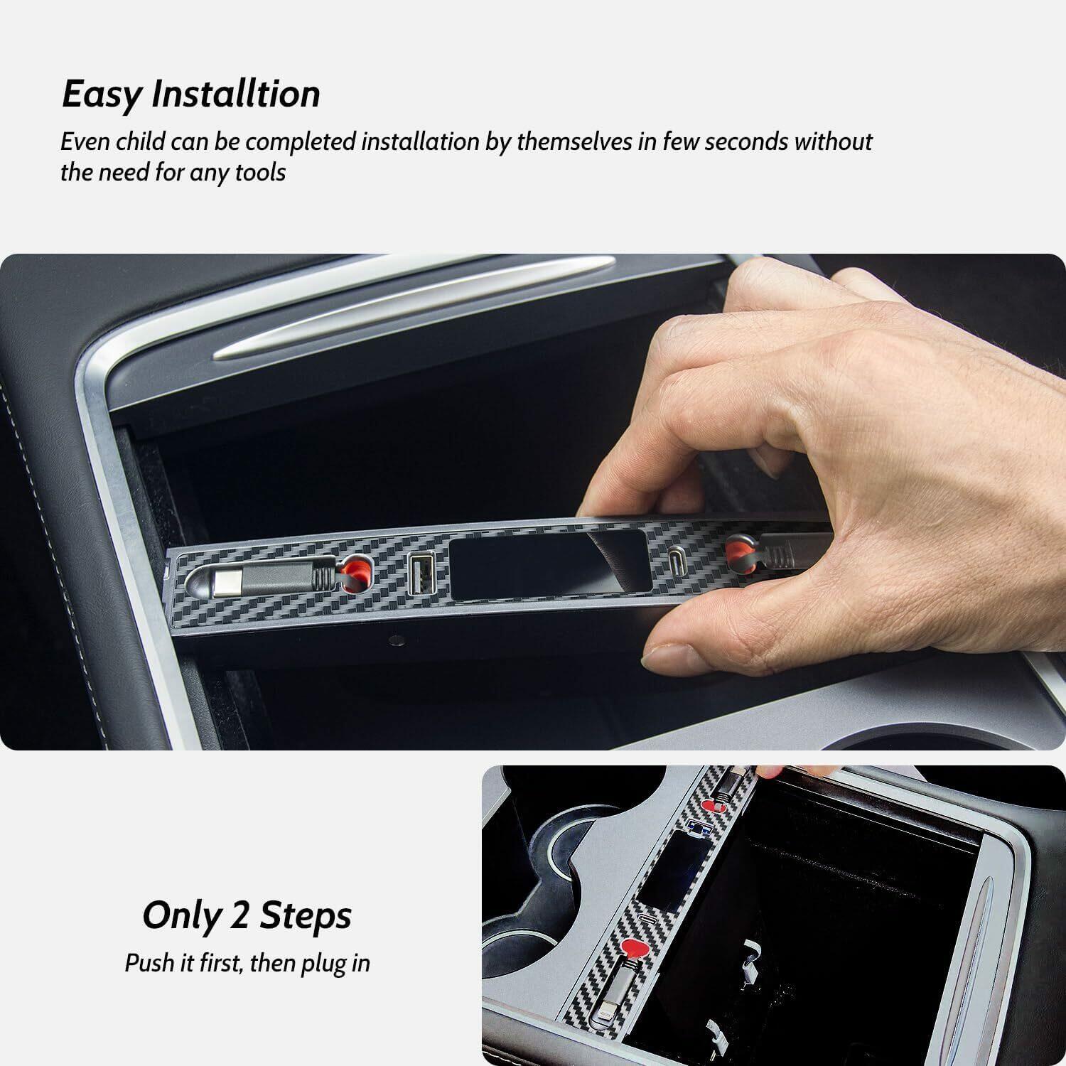 MOWLICAS New OEM Design for Tesla USB Hub (White), with Retractable Cables is