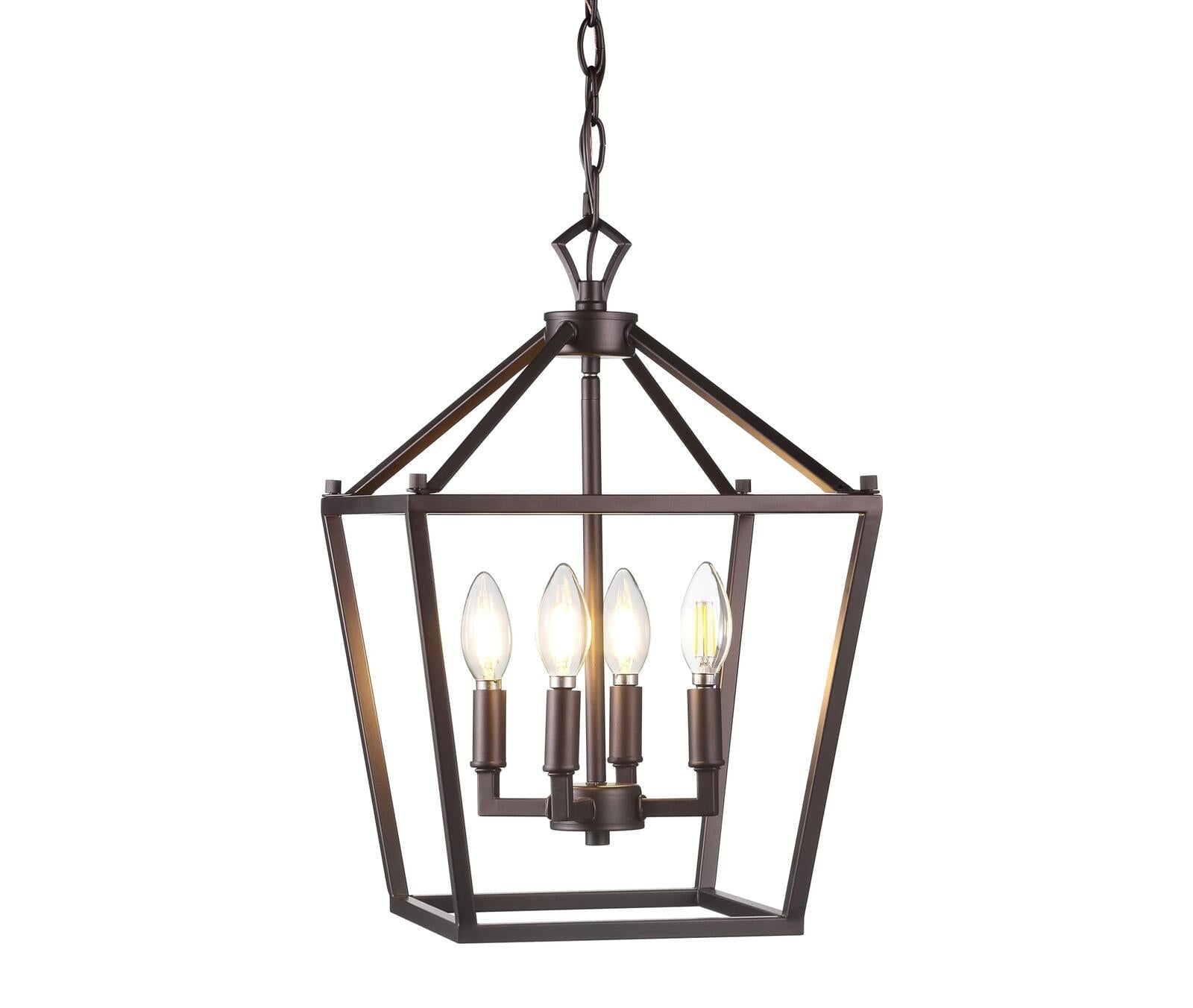 JONATHAN Y JYL7436A Pagoda Lantern Dimmable Adjustable Metal LED Pendant Classic