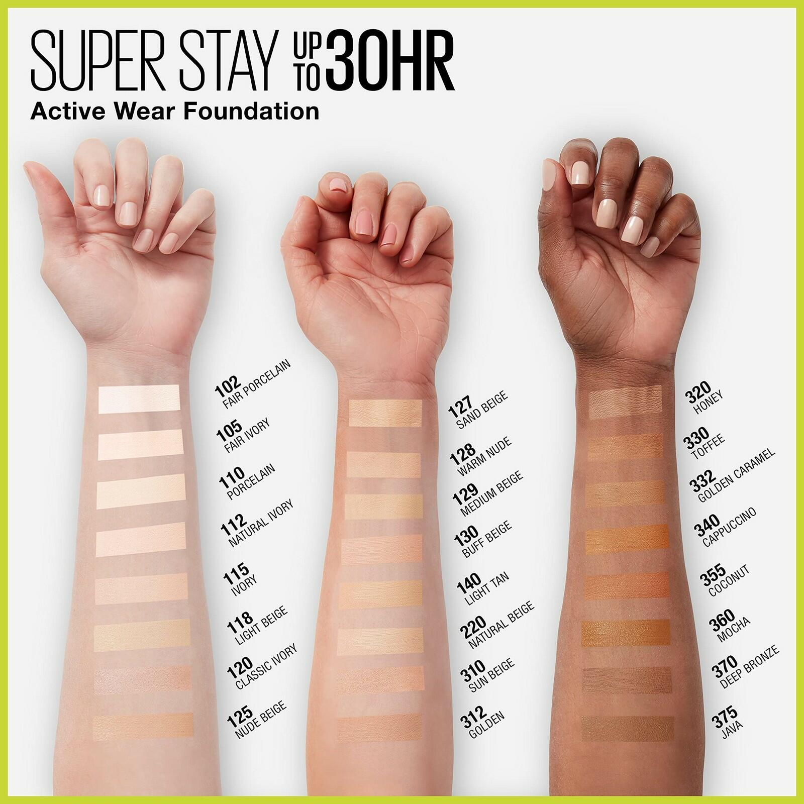 Maybelline Super Stay Full Coverage Liquid Foundation Makeup, Natural Ivory, 1