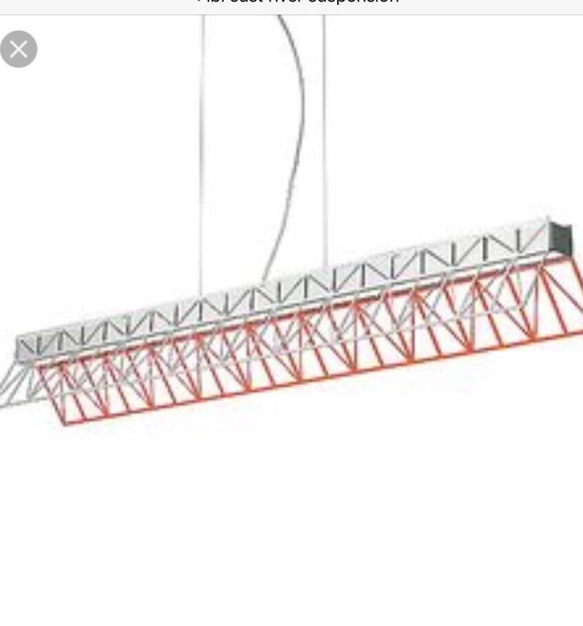 LBL Lighting East River Suspension, Brushed Aluminum/Orange