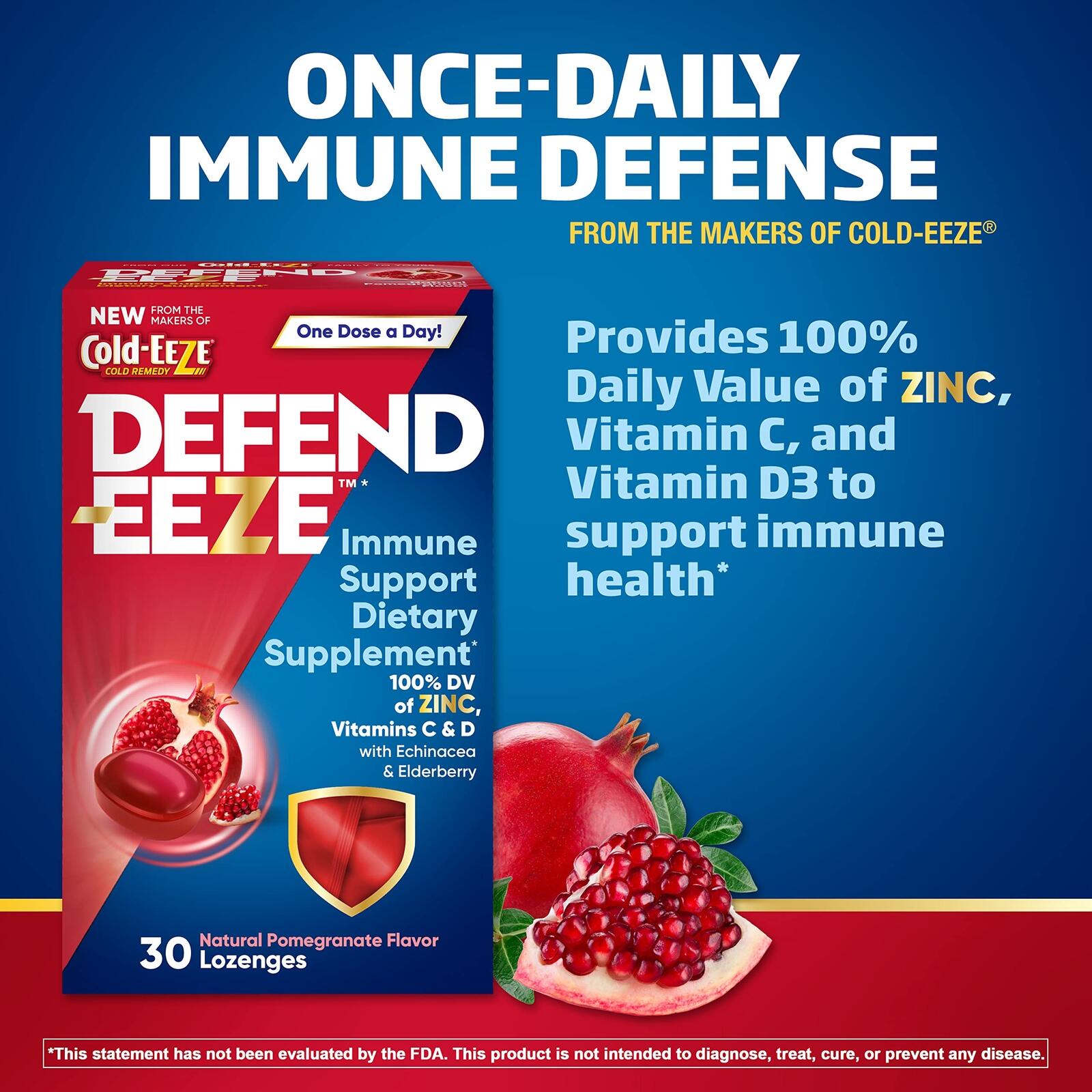Defend-EEZE Immune Support Dietary Supplement Lozenges, 100% Daily Value of