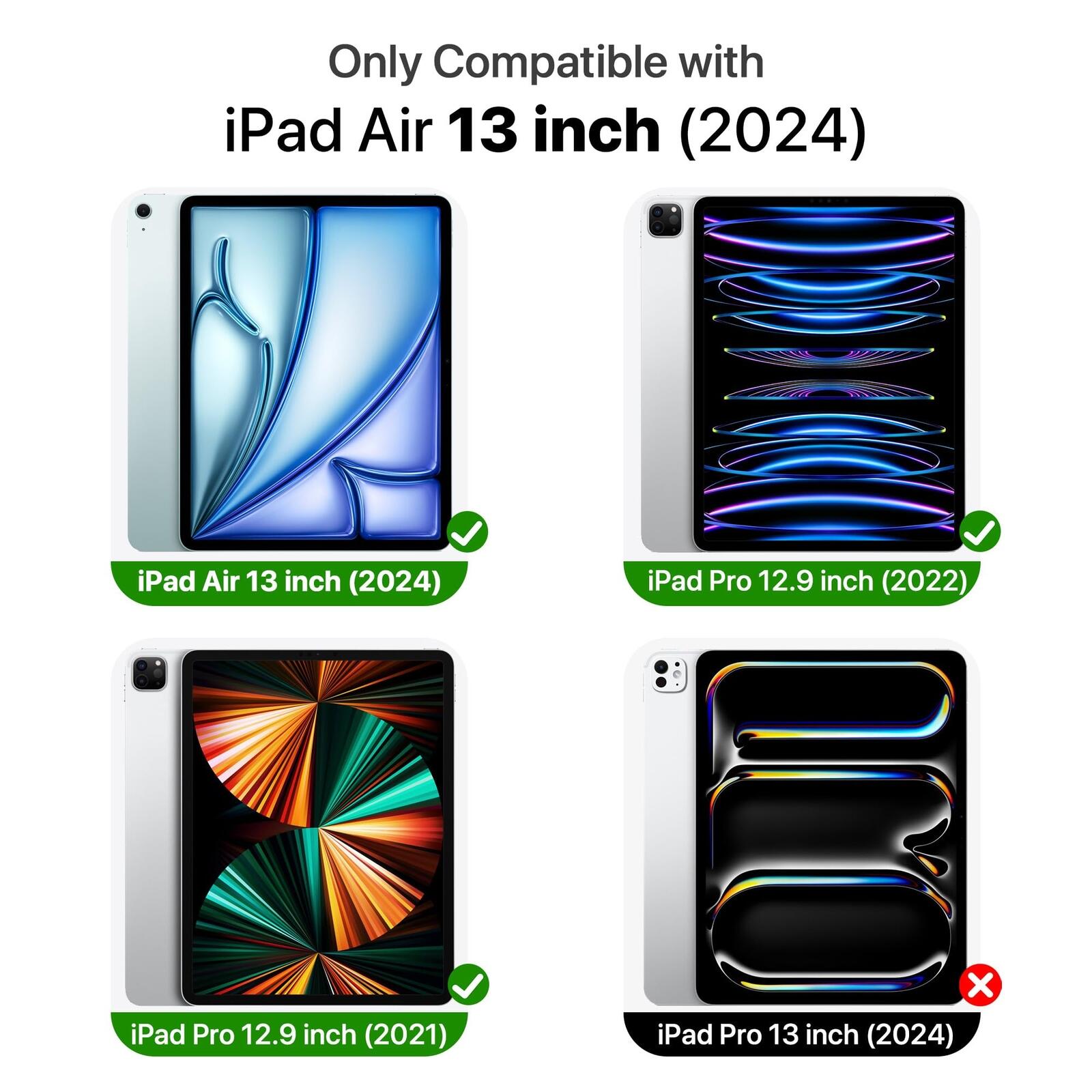 VAKS for iPad Air 13 inch Case M2 2024, iPad Pro 12.9 Case (6th/5th Gen