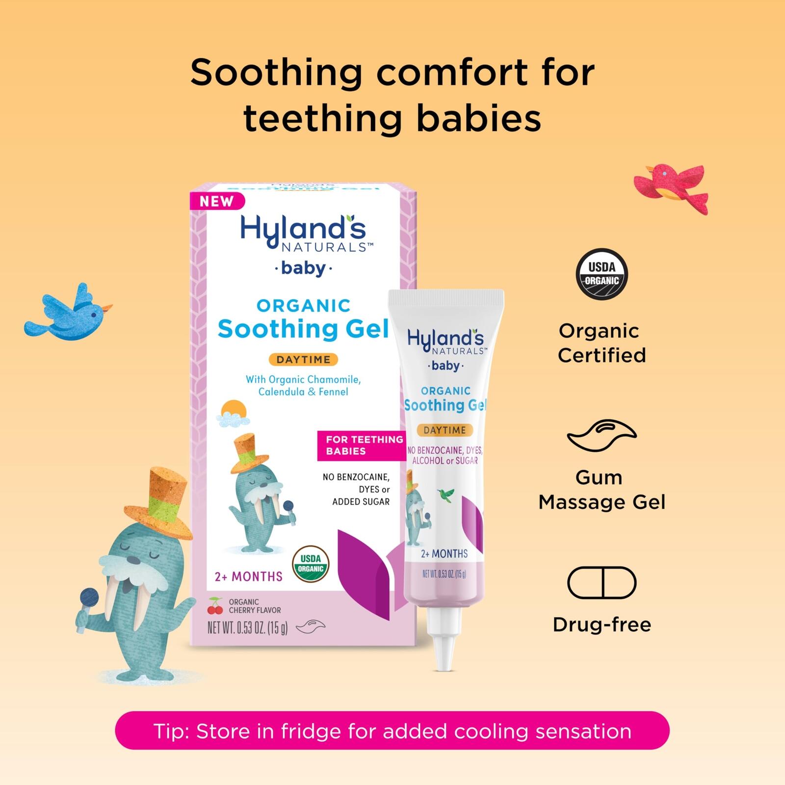 Hyland's Baby Organic Day Oral Soothing Gel, with Chamomile, Calendula, and