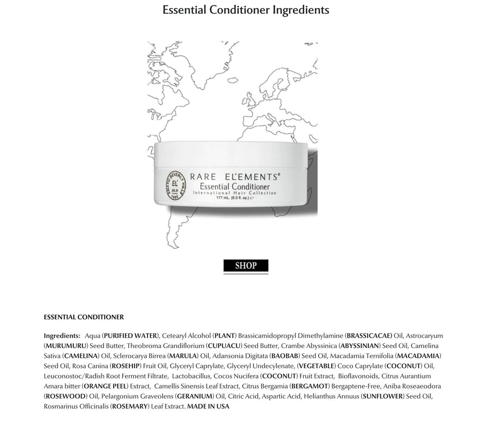 Rare Elements ESSENTIAL CONDITIONER - Reconstructing Daily Hair Masque 6 Ounces