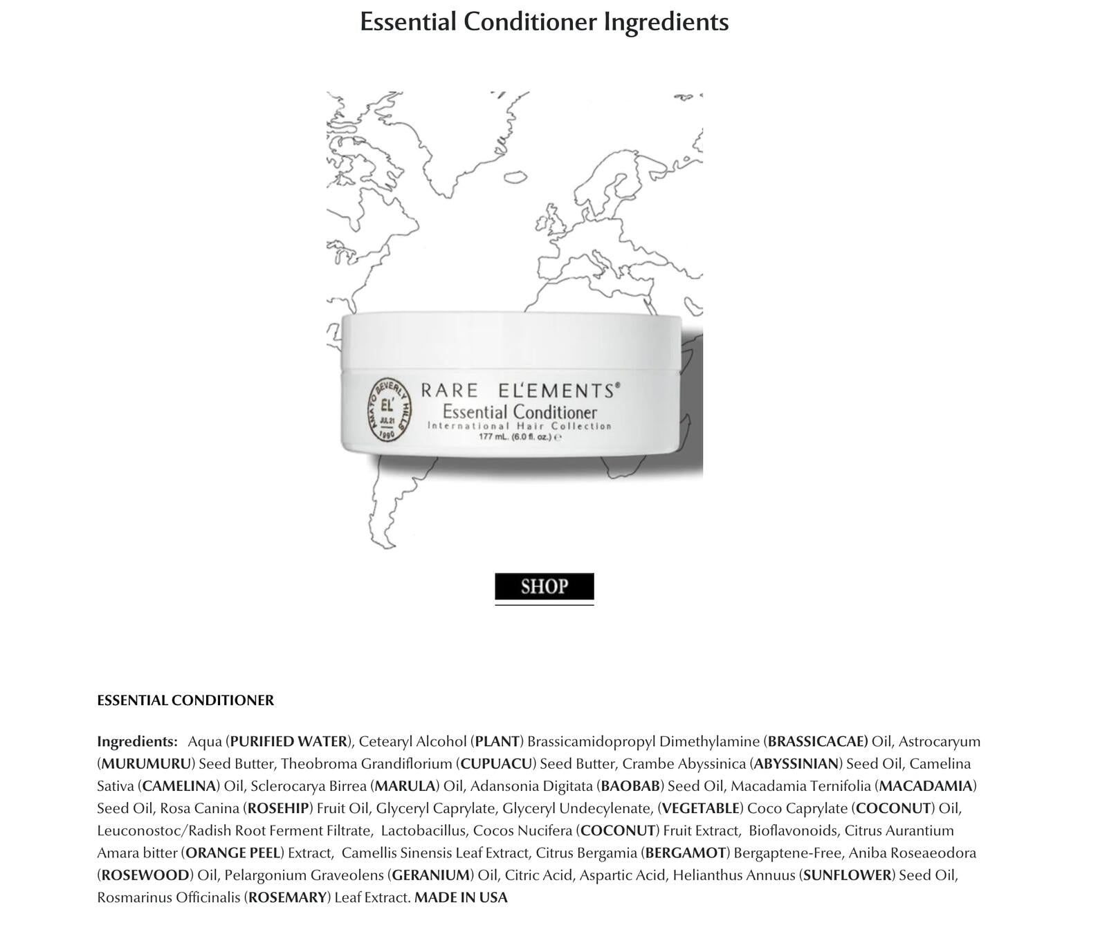 Rare Elements ESSENTIAL CONDITIONER - Reconstructing Daily Hair Masque 6 Ounces