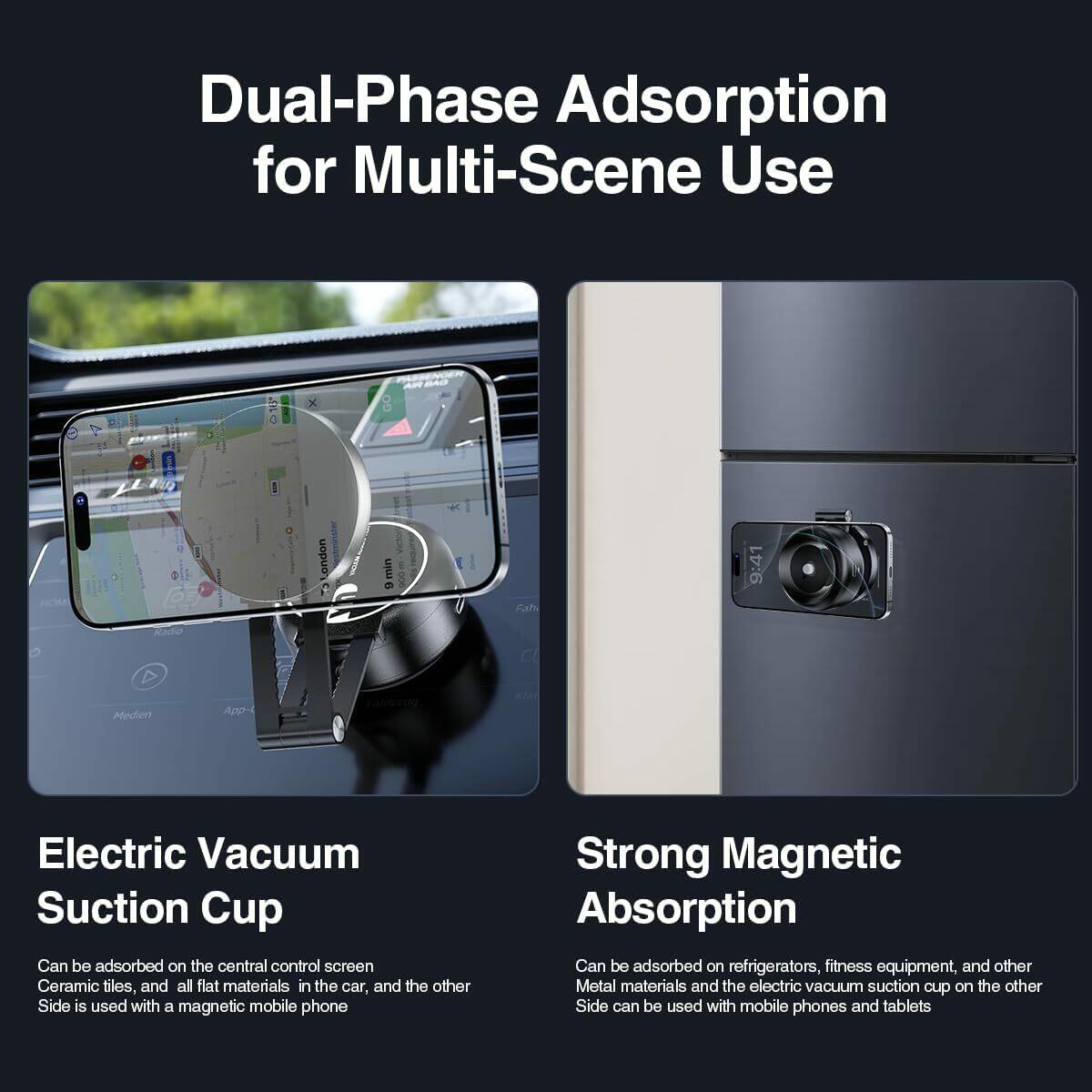 Vacuum Suction Magnetic Car Phone Holder, Electric Magnetic Car Phone Holder