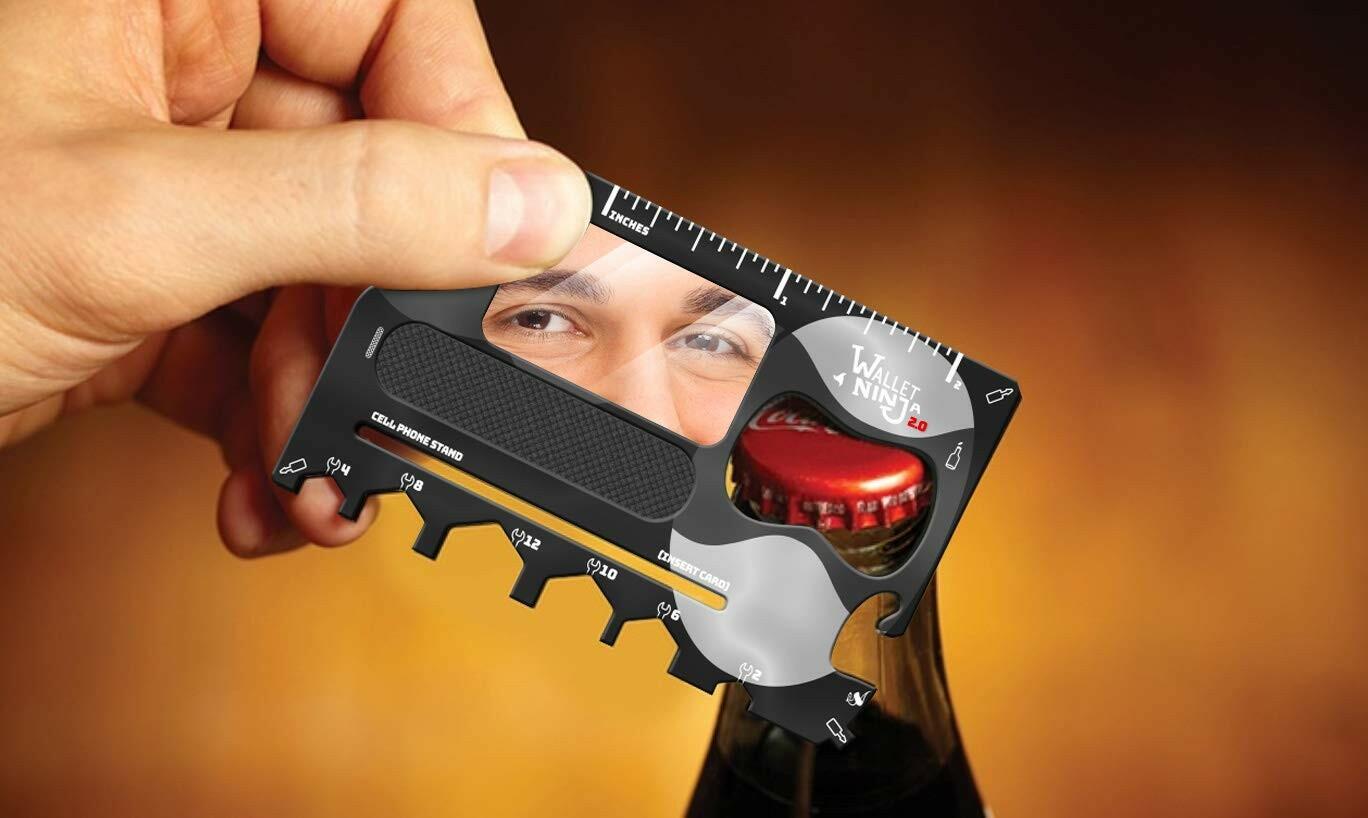 Wallet Ninja 2.0 (Advanced 20-in-1 Multitool, Now With Mirror + Nail File)