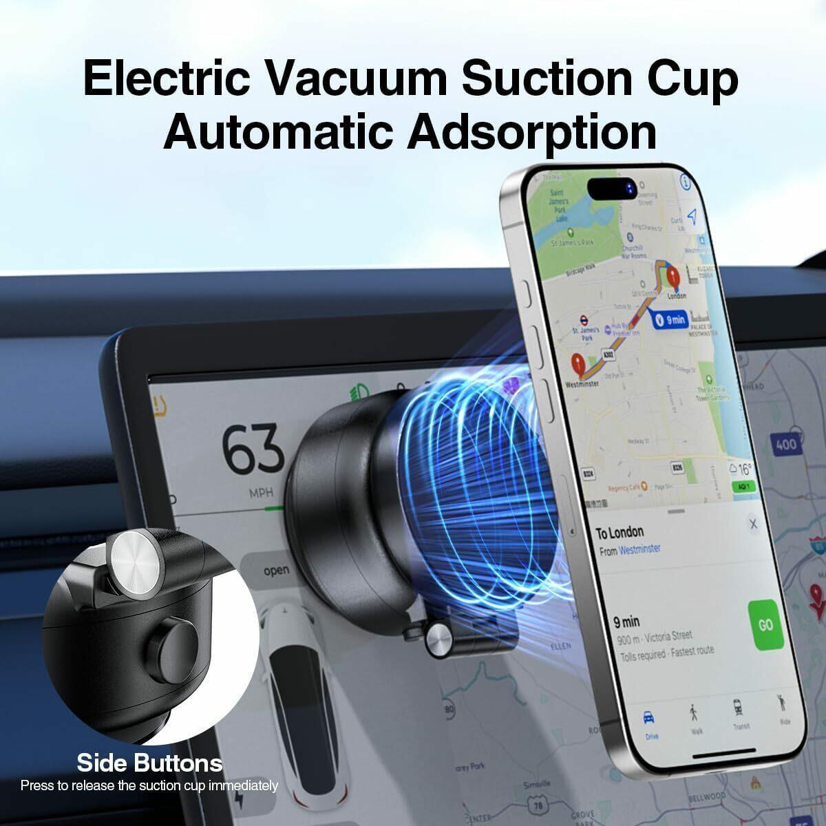 Vacuum Suction Magnetic Car Phone Holder, Electric Magnetic Car Phone Holder
