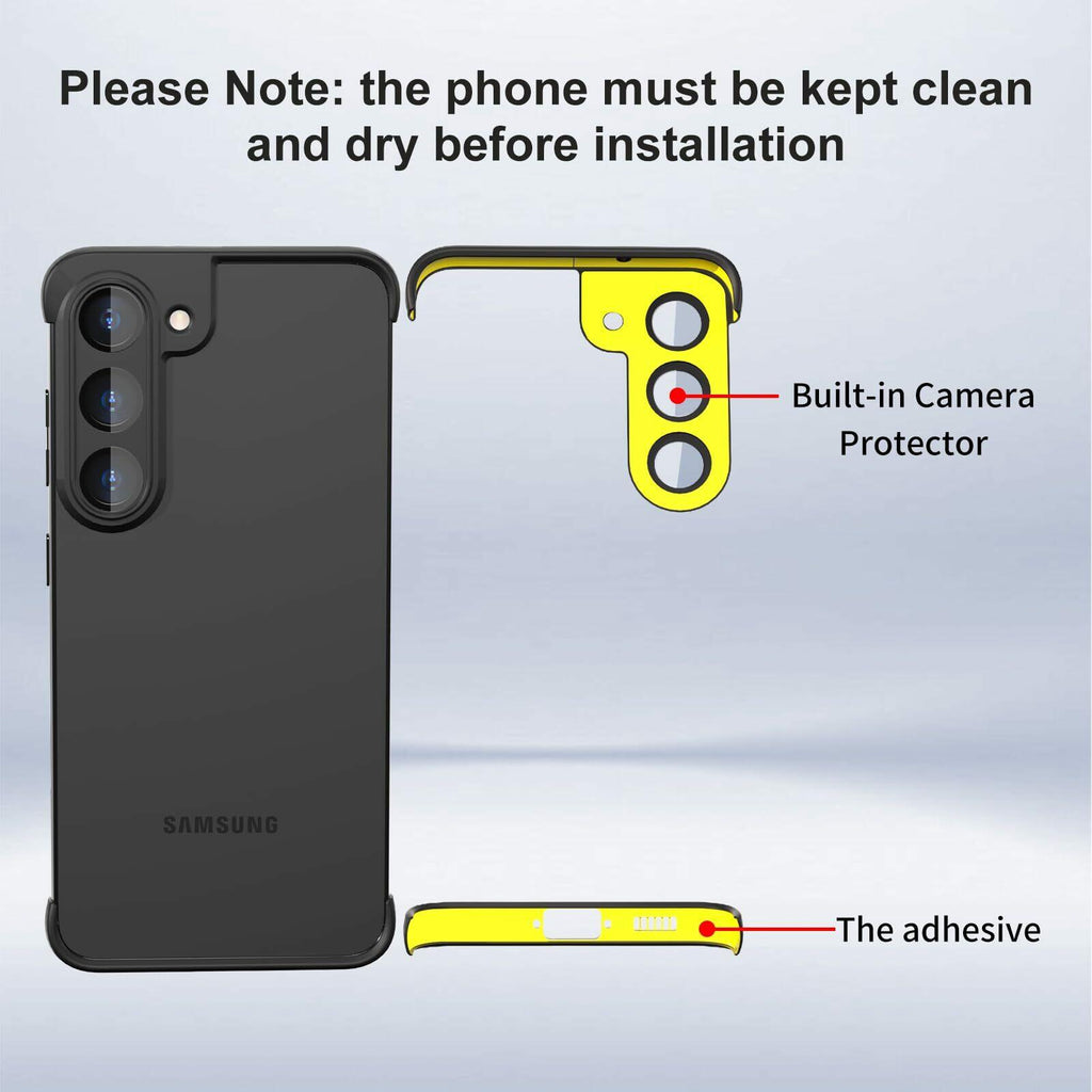 Bimanpap Frameless Slim Case, with Built-in Camera Lens Protector, Ultra-Thin