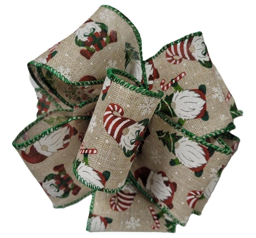 Kirkland Wire Edged Christmas Gnome Burlap Ribbon 50yards X 2.5inch