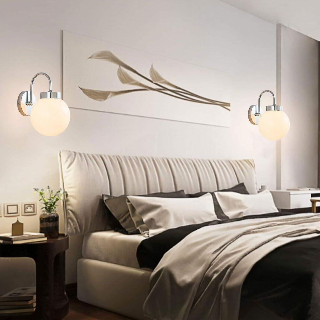 QANQIDENG Wall Sconces,Glass Globe Sconce,Plug in Wall Light,Modern Brushed