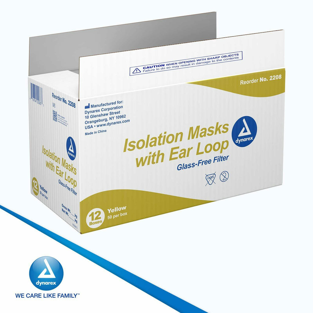 Dynarex Procedure Masks - Triple-Pleated Face Masks with Ear Loops & Nose Strip