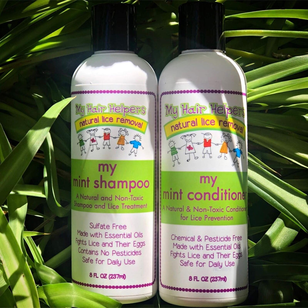 My Hair Helpers Anti Lice Shampoo and Conditioner Set for Kids, Mint, Neem,